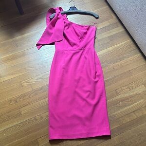 Dress the Population Hot Pink One-Shoulder Bow Sheath Dress